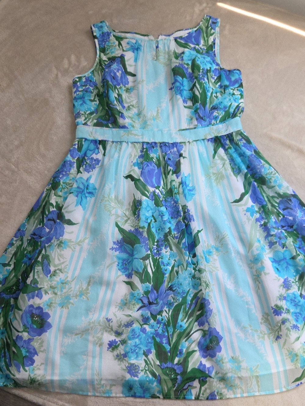 Talbots Aqua, Blue & Green Floral Midi Dress